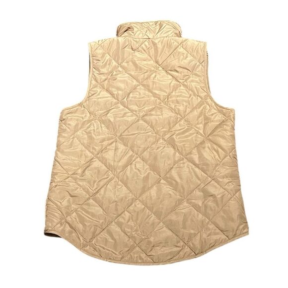 First Love Tan Quilted Vest With Gold Tone Hardware, Size S - Picture 2 of 8